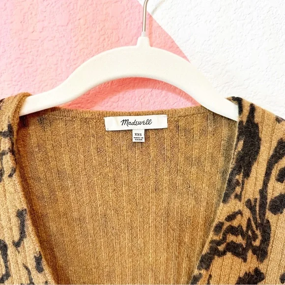 Madewell Tigerized Cameron Ribbed Cardigan Sweater in Coziest Yarn XXS - Picture 5 of 11